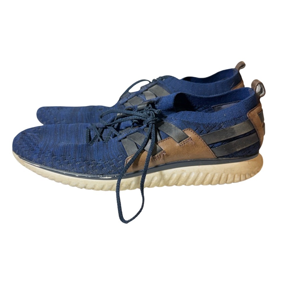 Cole Haan mens 10 M blue brown mesh knit lightweight sneaker shoes